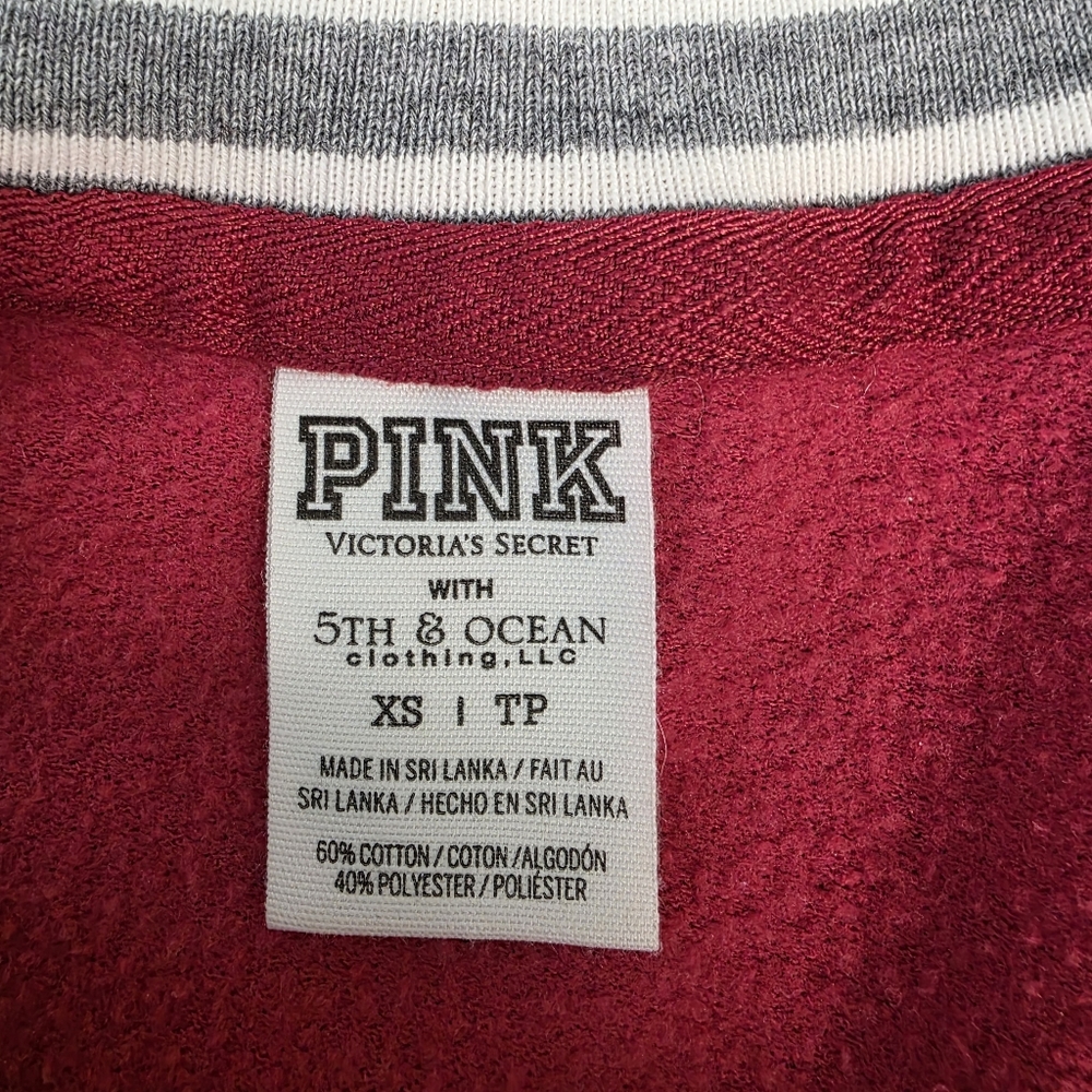 Victoria's Secret PINK Alabama Women's Red Quarter-Zip Sweatshirt Sz XS - Picture 8 of 9